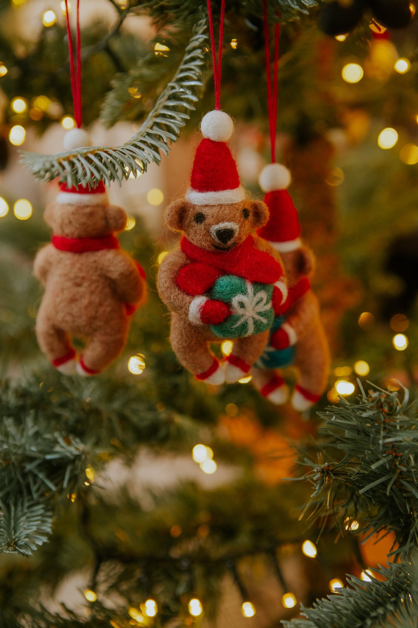Christmas Bears with Presents Decorations - Set of 3