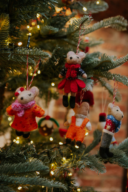 Christmas Mouse Family Decorations