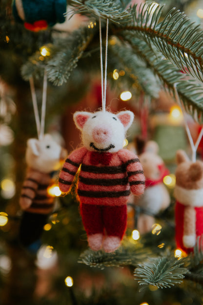 Christmas Posh Pigs Decorations - Set of 2