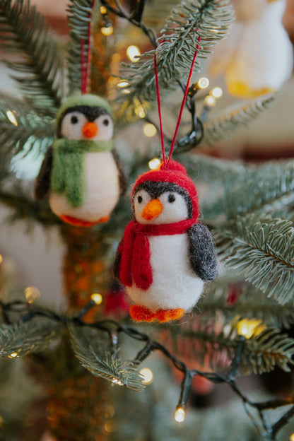 Christmas Penguins with Scarves Decorations