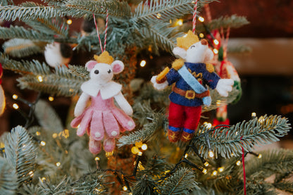 Christmas Nutcracker Mice Decorations - Set of 2