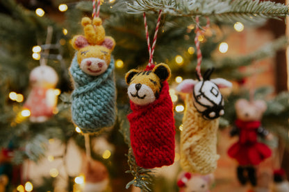 Christmas Sleepy Baby Animal Decorations - Set of 3