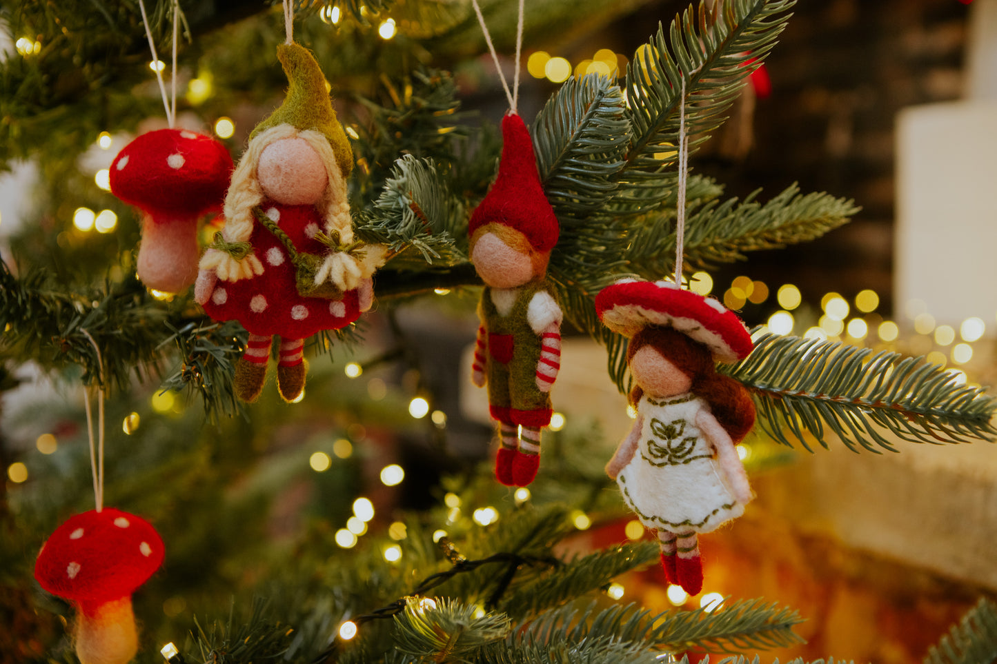 Christmas Woodland Pixie Decorations - Set of 3