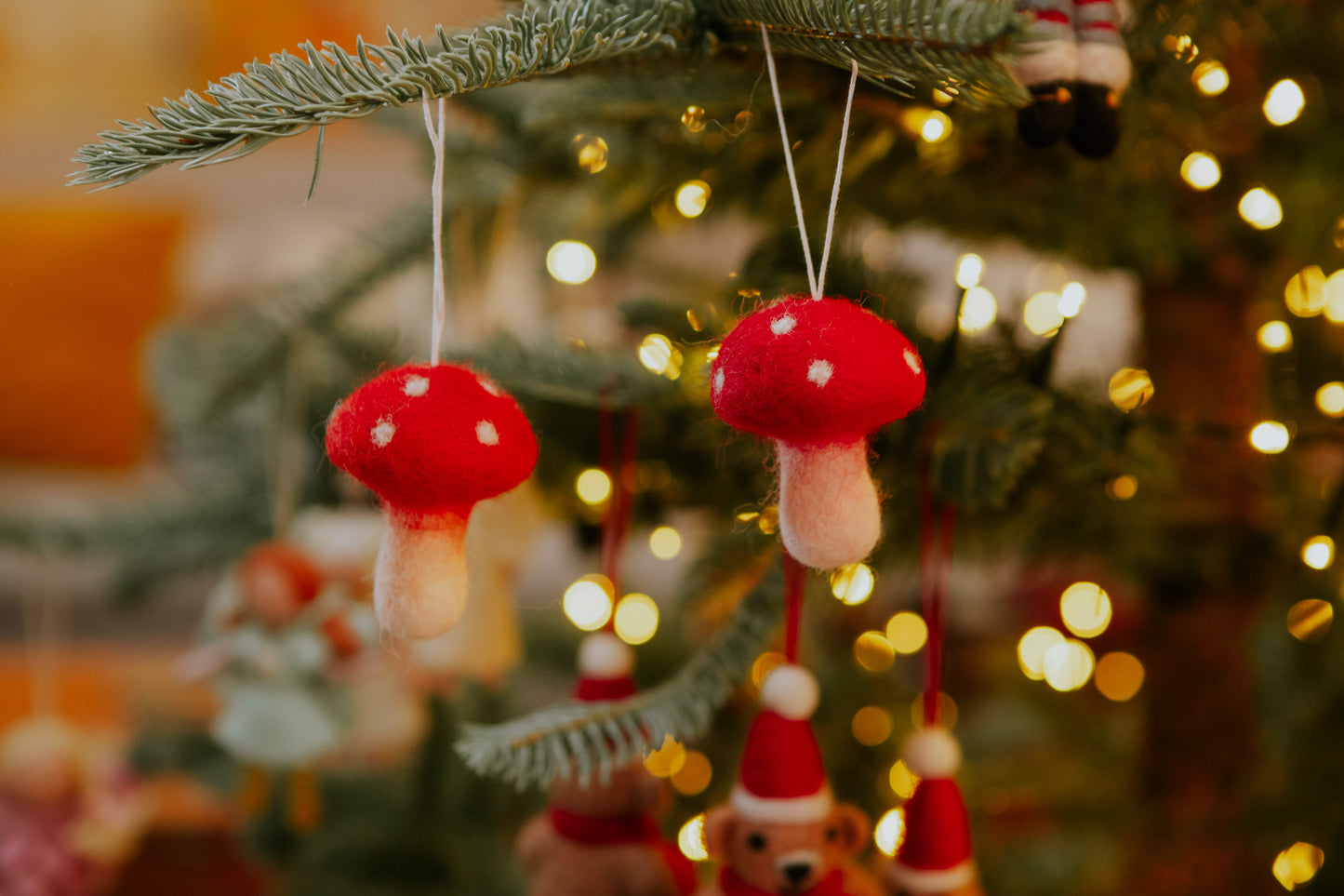 Christmas Toadstool Decorations - Set of 3