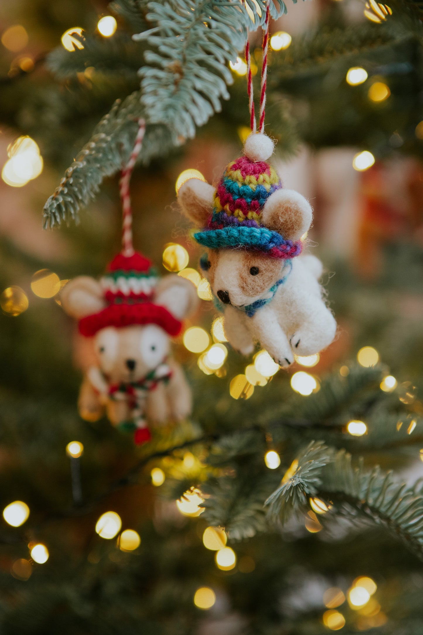 Christmas Cute Dogs with Scarves and Hats Decoration