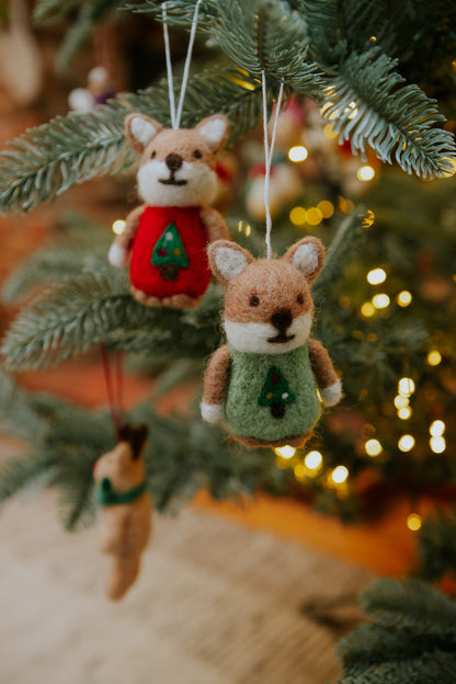 Christmas Festive Foxes Decorations