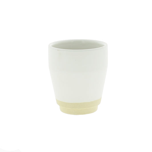Part-dipped Cream Stoneware Ceramic Vase - Cup
