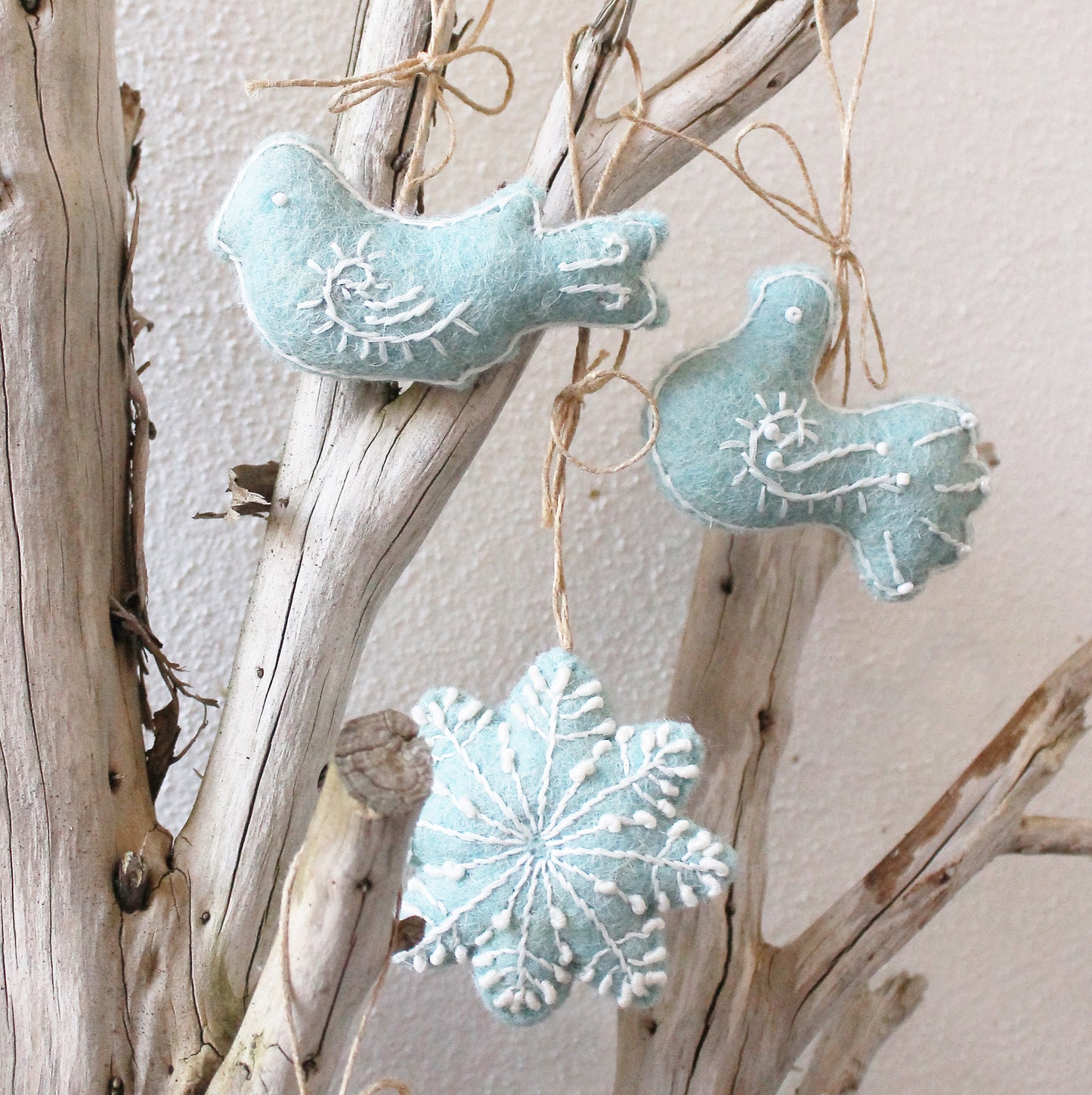 Gingerbread Hanging Decorations - Blue - Set of 4
