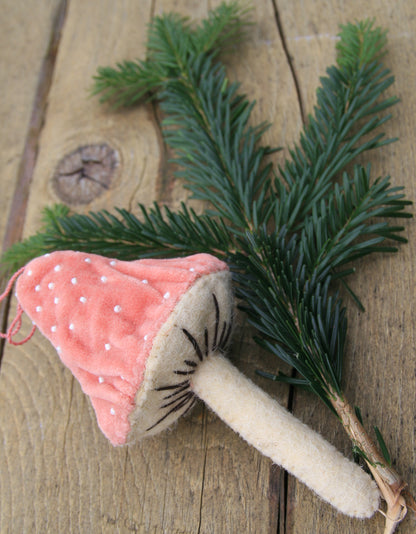 Pastel Velvet Mushroom Hanging Decorations - Set of 3