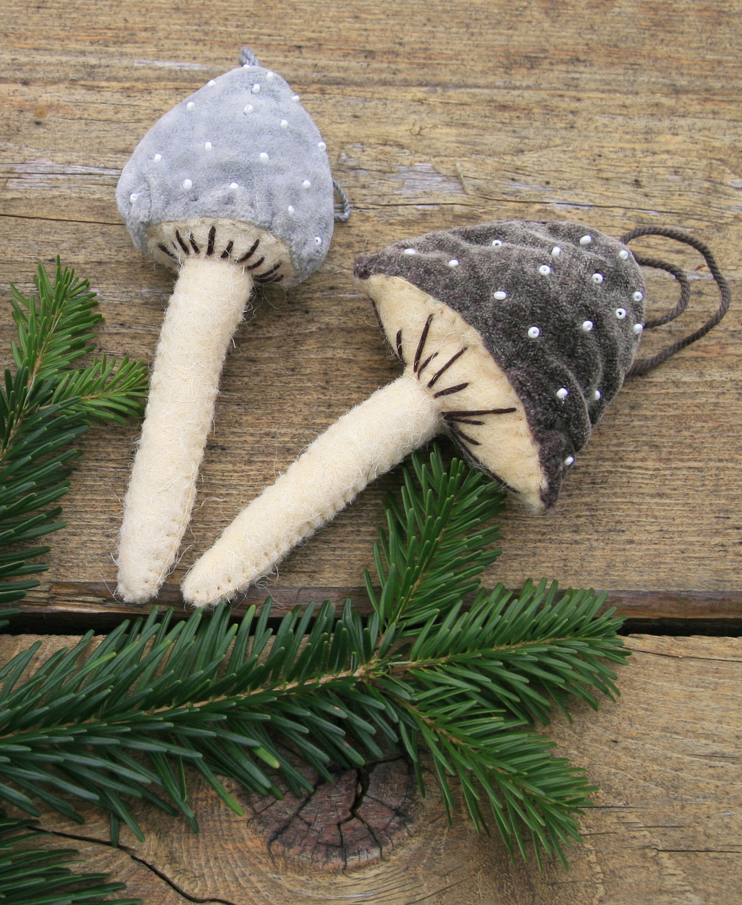 Pastel Velvet Mushroom Hanging Decorations - Set of 3